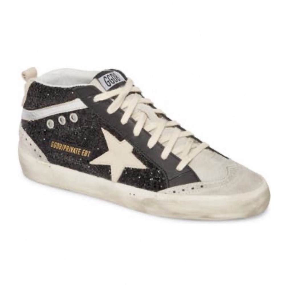 Golden Goose Mid Star Black Glitter Private Edt Limited Edition Sneakers  36 - Picture 7 of 7